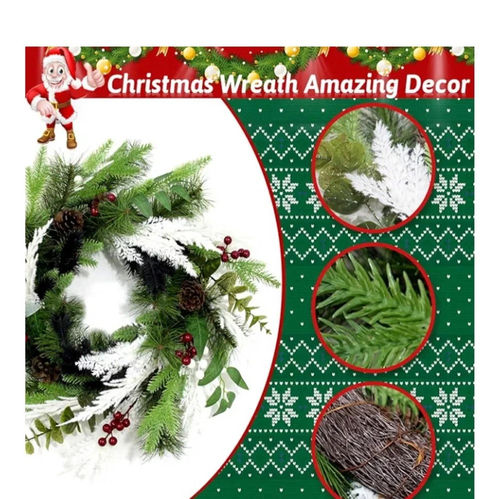 Festive Green and Red Holiday Wreath